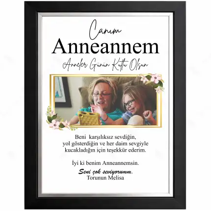 Anneler Günü Özel Anneanneye Hediye Fotoğraflı Çerçeve
