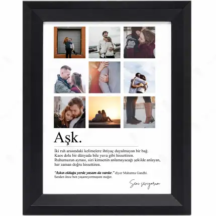Aşk Kelime Anlamlı Fotoğraf Baskılı Çerçeve