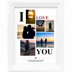 Kişiye özel beyaz çerçeveli Love fotoğraf kolajı